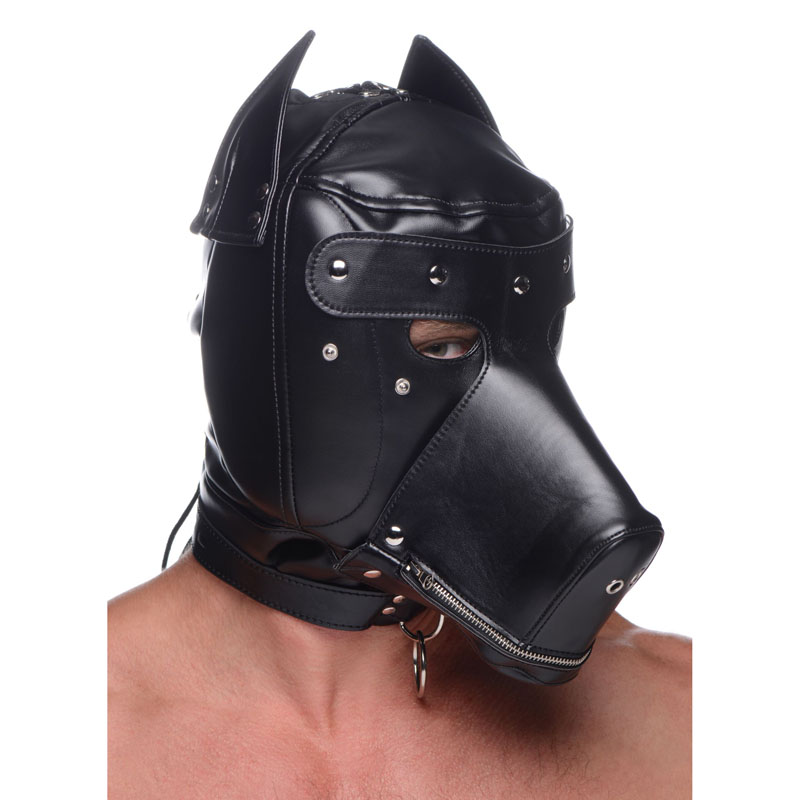 Master Series Muzzled BDSM Hood with Muzzle